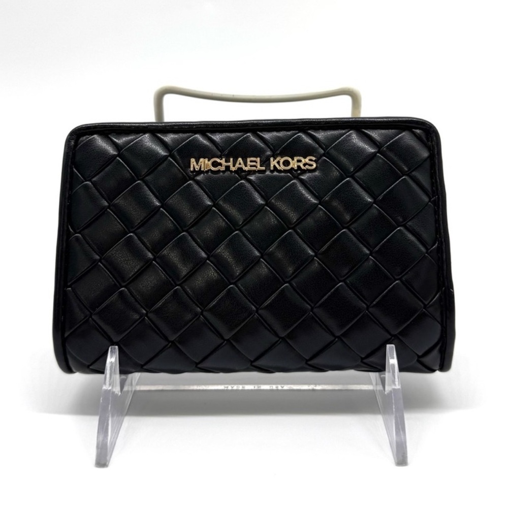 Michael Kors Medium Quilted Bifold Zip Chain Wallet Black - Picture 2 of 10